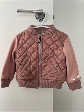 Burberry Pink Quilted Bomber Jacket Set 12M